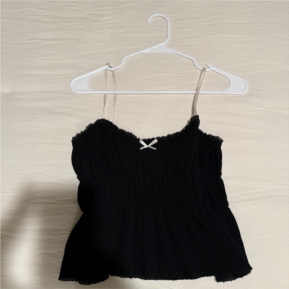 Zara camo tank with accent bow blouse size small